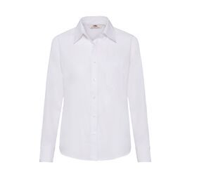 Fruit of the Loom SS012 - Chemise popeline à manches longues femme Blanc