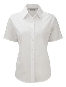 Russell Collection J933F - Chemise Oxford manches courtes facile d'entretien pour femme Blanc