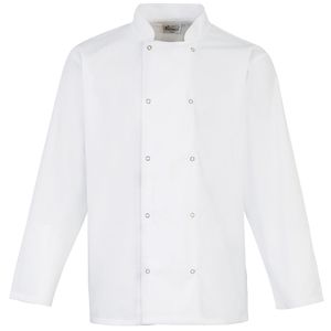 Premier PR665 - Veste de cuisinier à manches longues à devant pressionné Blanc