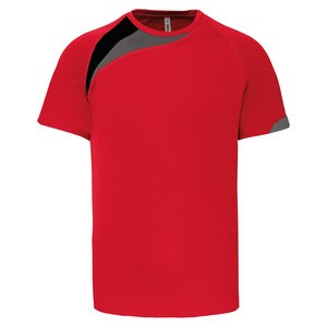 ProAct PA437 - T-SHIRT SPORT MANCHES COURTES ENFANT Sporty Red / Black / Storm Grey