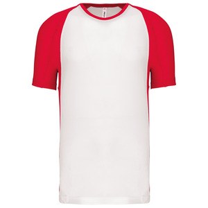 ProAct PA467 - T-SHIRT BICOLORE SPORT MANCHES COURTES UNISEXE Blanc-Rouge