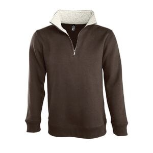 SOL'S 47300 - SCOTT Sweat Shirt Homme Col Camionneur (1/4 Zip) Chocolat