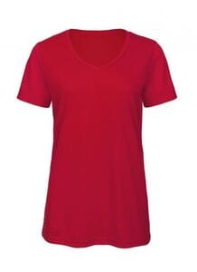 B&C BC058 - Tee-shirt col V femme Tri-blend Rouge