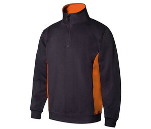 VELILLA V5704 - Sweat bicolore col zippé Marine / Orange