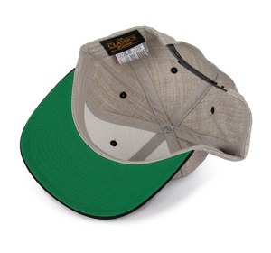 K-up KP910 - Casquette visière plate - 6 panneaux Heather Grey/ Black