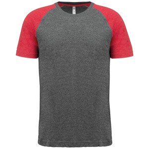 Proact PA4010 - T-shirt Triblend bicolore sport manches courtes adulte Grey Heather / Sporty Red Heather