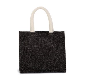 Kimood KI0273 - Sac style cabas en toile de jute - modèle moyen Black / Silver