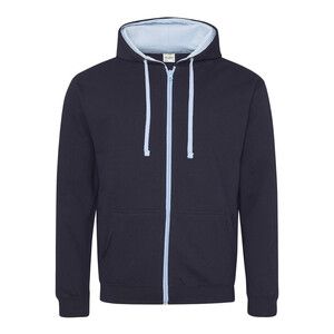 AWDIS JH053 - Sweat capuche zippé contrasté New French Navy / Sky Blue