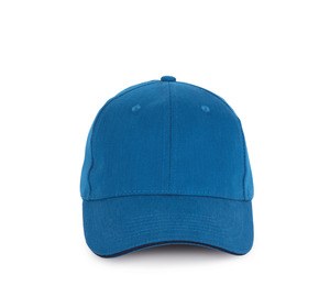 K-up KP198 - Casquette en coton bio avec visière sandwich contrastée - 6 panneaux Sea Blue / Navy Blue