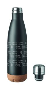 GiftRetail MO6313 - ASPEN CORK Bouteille double paroi 600 ml Noir