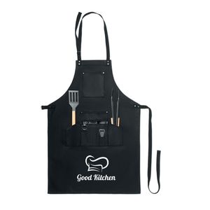 GiftRetail MO6538 - SOUS CHEF Tablier BBQ set Noir