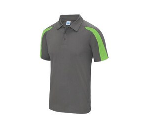 JUST COOL JC043 - Polo de sport contrasté Charcoal/ Lime Green