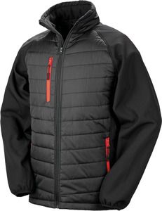 Result R237X - Veste softshell rembourrée black compass recyclée Noir-Rouge