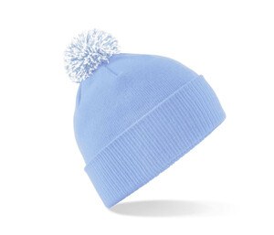 Beechfield BF450 - Bonnet avec Pompon Sky Blue / White