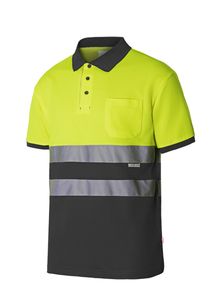 Velilla 305513 - POLO COTON BICOLORE MC HV GREY/HI-VIS YELLOW