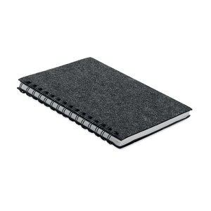 GiftRetail MO6964 - RINGFELT Carnet A5 couv.en feutre RPET Gris Foncé