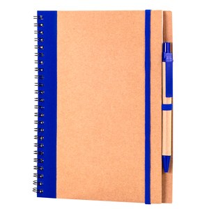 EgotierPro 30108 - Carnet A5 cartonné à anneaux avec stylo RECIKLA Bleu