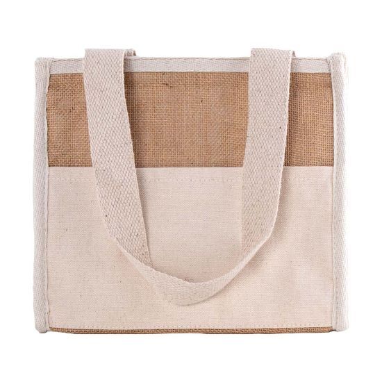 EgotierPro 52007 - Sac Isotherme en Jute avec Poche Canvas MALIBU