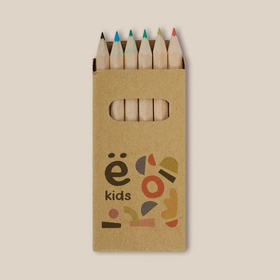 EgotierPro 30077 - Set de 6 crayons de couleur en boîte kraft KRAFT