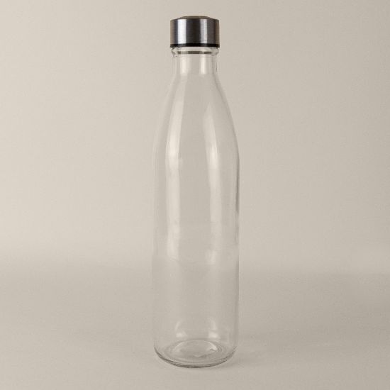 EgotierPro 39522 - Bouteille en verre avec bouchon inox 1L H2O