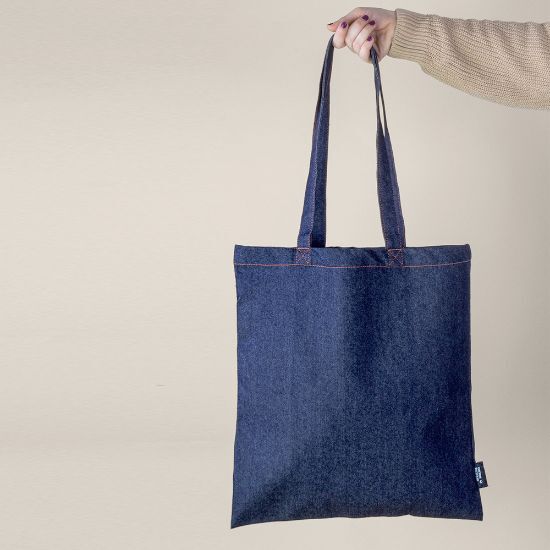 EgotierPro 53006 - Sac en coton et denim recyclé à longues anses NASHVILLE