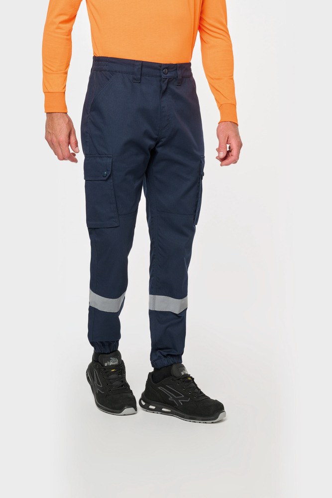 WK. Designed To Work WK712 - Pantalon cargo unisexe avec bas élastiqué et bande réfléchissante