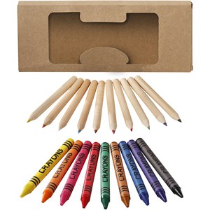 GiftRetail 106788 - Kit de crayons et crayons gras colorés 19 pièces Lucky